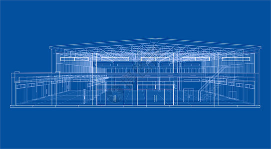 仓库草图  3d 它制作图案商业大厅后勤建筑师建筑框架建筑学草稿蓝图作坊图片
