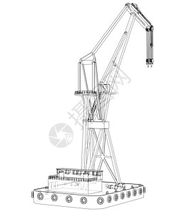 浮起重机货运建造巡航工人导航3d绘画运输漂浮海洋背景图片