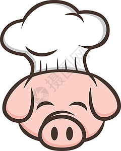 大厨猪猪肉培根主题卡通熏肉早餐发型理发帽子条纹厨房食物烹饪厨师背景图片
