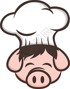 大厨猪猪肉培根主题卡通条纹头发理发烹饪餐厅厨房帽子食物发型零食背景图片