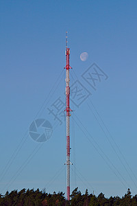 手机塔收音机网络发射机蓝色电讯定位信号月球波浪广播图片