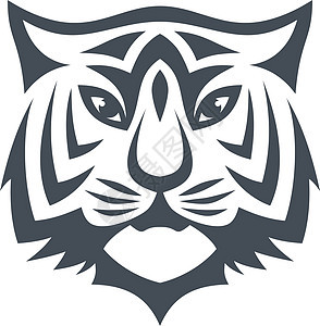 令人生畏的老虎正面图主题标志模板标识威吓狮子动物荒野丛林艺术白色牙齿背景图片