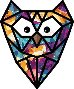 多彩主题猫头鹰比尔身体彩虹钻石艺术背景图片