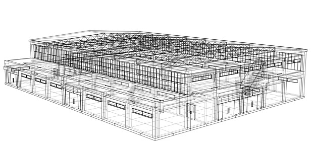 仓库草图  3d 它制作图案建筑师工厂货运计算机建筑框架绘画办公室店铺蓝图图片