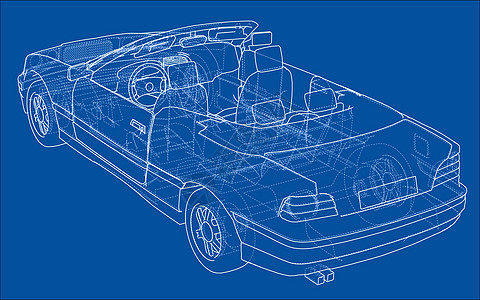 汽车出租车概念 3个插图商业保险杠工程轿车草图空白敞篷车运动渲染高架背景图片