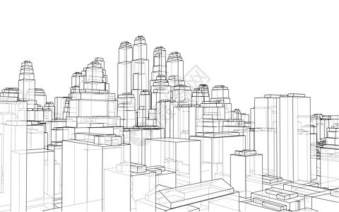 线框方案建筑师街道绘画建筑学框架技术景观渲染城市图片