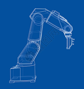 3D 轮廓机械臂  3 的矢量渲染手臂机械艺术草图工程蓝图插图线条机器制造业图片