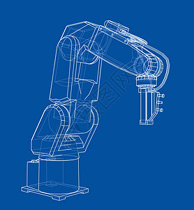 3D 轮廓机械臂  3 的矢量渲染金属科学工业机器工程制造业插图动力学草图工厂图片