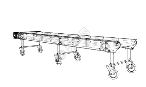 3D 轮廓传送带  3 的矢量渲染加工工作机器技术腰带商业机械劳动包装制造业图片