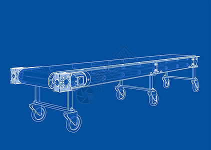 3D 轮廓传送带  3 的矢量渲染工作腰带盒子制造业生产劳动蓝图商业输送带机器图片