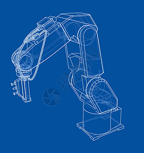 3D 轮廓机械臂  3 的矢量渲染商业工厂生产金属机械手臂机器电脑制造业草图图片