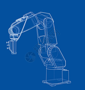3D 轮廓机械臂  3 的矢量渲染自动化工业工厂商业动力学电脑黑色机械蓝图手臂图片