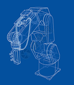 3D 轮廓机械臂  3 的矢量渲染生产电脑工厂动力学机械金属蓝图工业制造业艺术背景图片