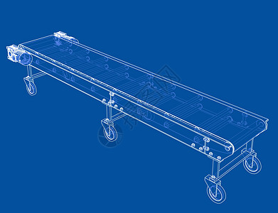 3D 轮廓传送带  3 的矢量渲染工程师自动化盒子商业制造业电脑机器输送带劳动工厂图片