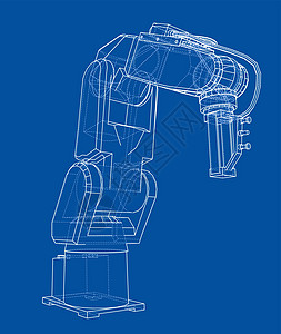 3D 轮廓机械臂  3 的矢量渲染自动化生产草图金属机械技术商业工程手臂插图图片