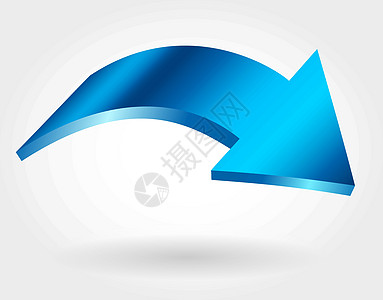 蓝色箭头 孤立的曲线矢量图标图片