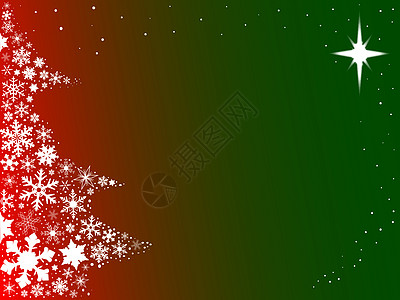 圣诞树回滴雪花星星插图艺术品贺卡白色下雪标签漂移红色图片
