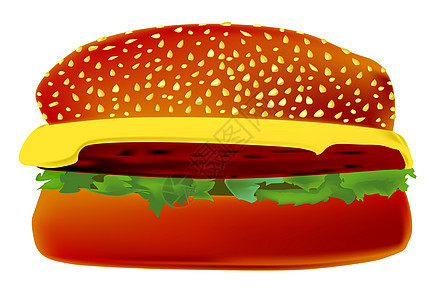 奶酪汉堡汉堡蔬菜牛肉芝麻插图生菜大豆艺术品种子汉堡包子图片