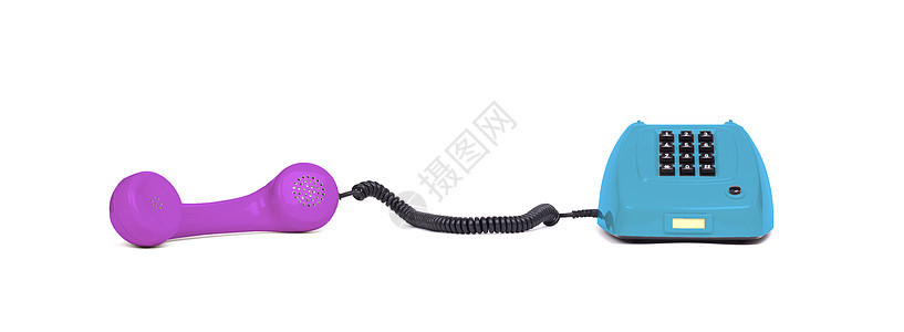 贵重电话  多彩黑色蓝色按钮桌子商业电缆紫色服务台手机塑料图片