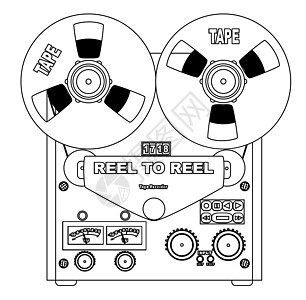 带回到接连线绘图磁带卷轴音乐录音机艺术机器插图工作室艺术品立体声图片