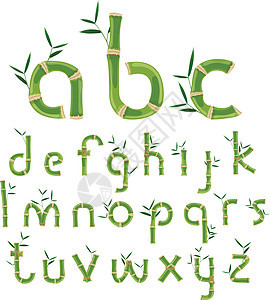竹鱼生态字母插图收藏旅游绿色字体热带竹子电子树叶异国背景图片