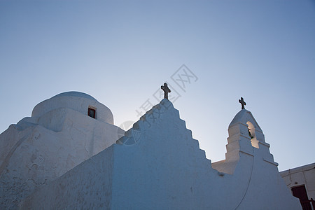 Greek教堂的小型教会细节古董地标宗教房子天空建筑学文化村庄旅游蓝色图片