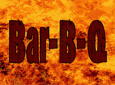 Bar BQ 火焰品牌艺术油炸烘烤烧烤烹饪派对绘画艺术品插图烙铁图片