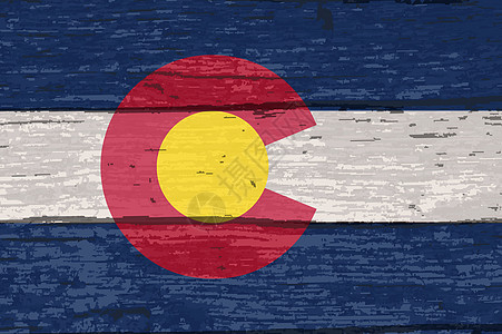 旧 Timbe 上的科罗拉多州旗艺术品红色艺术白色木材插图国家木头蓝色横幅背景图片