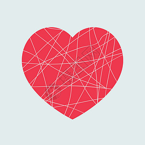 在光背景上孤立的断裂红心形 Mosaic 爱情符号设计元素图片
