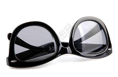 白背景上孤立的太阳镜塑料眼睛白色魅力黑色风镜太阳配饰眼镜女士背景图片