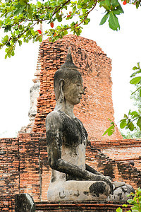 在泰国阿尤塔亚历史公园的公园地标建筑学遗产宝塔旅行历史雕像旅游寺庙图片