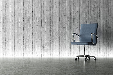 办公室主席和具体墙墙概念扶手椅水泥房间反射建筑学椅子办公椅风格工作装饰图片