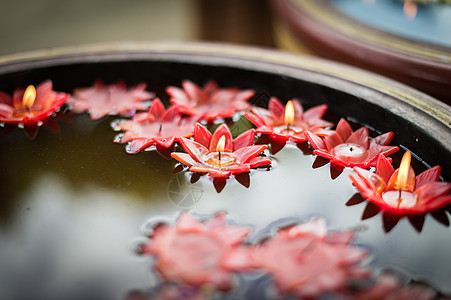 水盆风格和花蜡 宗教佛教文化盆地造型师传统漂浮蜡烛图片