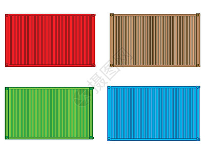 白色背景货物的矢量插图彩色集装箱颜色说明图片