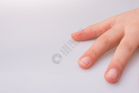 张手示意手指白色拇指展示棕榈手势图片