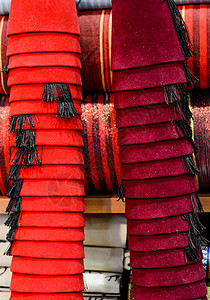 土耳其fez 传统托曼帽头饰帽子流苏纺织品羊毛裙子织物组织火鸡手工图片