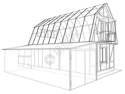 房屋线框结构的 3D 渲染设计师建筑学蓝图插图建筑师公寓工程建筑住宅商业图片