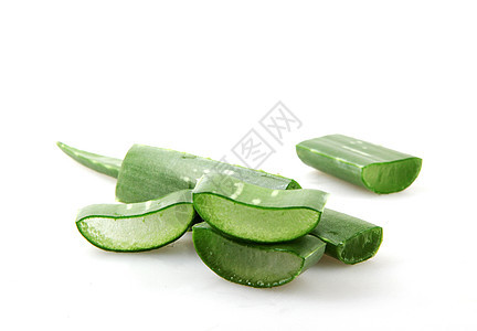 白色背景上的 Aloe Vera 切片叶子沙漠生长植物皮肤草本植物果汁治愈植物学治疗图片