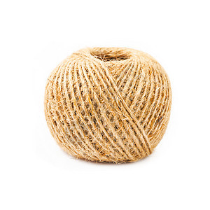 黄麻绳卷在白色上被孤立生态剑麻回收农业纤维棕褐色线圈螺旋纺织品棉布图片