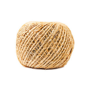 黄麻绳卷在白色上被孤立国家纺织品回收缠绕纤维农业线圈编织工具剑麻图片