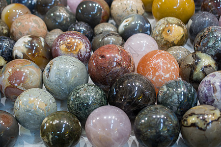光亮多彩大理石球以圆形切割矿物纪念品岩石石头花岗岩圆圈艺术宝石图片