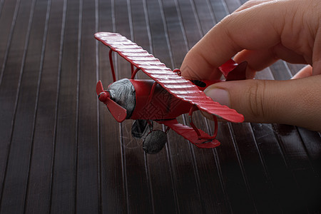 手持玩具飞机在木质纹理上车辆乘客航空公司商业世界白色航班旅行运输喷射图片