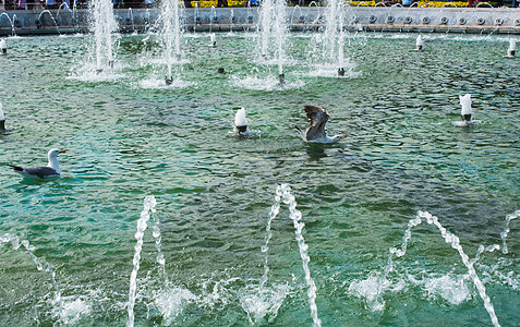 展示的泉水喷泉洒水飞溅溪流地面蓝色公园液体运动喷涂小雨图片