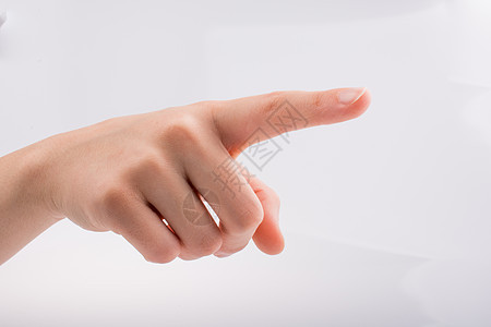 手指针白色手指女士女孩按钮手势商业屏幕女性背景图片