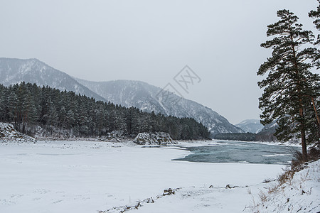 河流和山山的风景季节环境农村全景溪流土地森林蓝色卡通场景图片