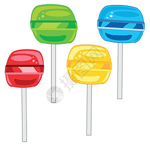 不同颜色的棒棒棒糖贴在棍子上图片