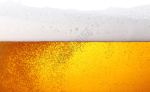 紧紧的啤酒背景和玻璃泡泡白色泡沫饮料酒精橙子液体气泡宏观啤酒厂背光图片