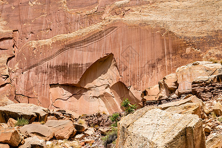 犹他州首都珊瑚礁国家公园Petroglyphs景点描写艺术保护岩画公园砂岩沙漠原住民动物图片