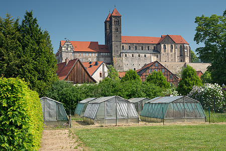 奎德林堡 德国 欧洲建筑旅游地方天际草地结构天空教会建筑学景观图片