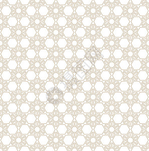 基于日本装饰 Kumik 的无缝几何图案传统商事墙纸六边形条纹黄色装饰品屏幕激光棕色图片